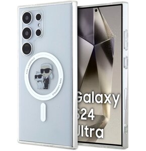 Etui KARL LAGERFELD Karl&Choupette Glitter Magsafe do Samsung Galaxy S24 Ultra Transparentny
