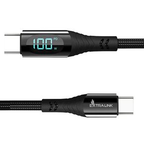 Kabel USB-C - USB-C EXTRALINK CABESL04 z wyświetlaczem LCD 100W 2 m Czarny