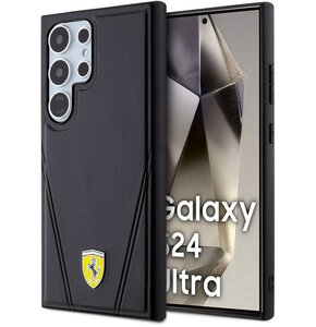 Etui FERRARI Hot Stamp V Lines MagSafe do Samsung Galaxy S24 Ultra Czarny