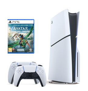 Konsola SONY PlayStation 5 Slim + 2 Kontrolery SONY DualSense Biały + Avatar: Frontiers of Pandora - Edycja Specjalna Gra PS5