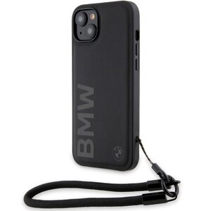 Etui BMW Signature Leather WordMark Cord do Apple iPhone 14 Plus /15 Plus Czarny