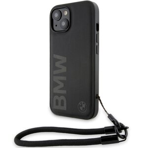 Etui BMW Signature Leather WordMark Cord do Apple iPhone 13/14/15 Czarny