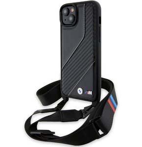 Etui BMW M Edition Carbon Stripe Strap do Apple iPhone 15 Plus/14 Plus Czarny
