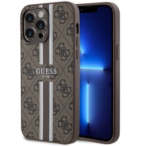 Etui GUESS 4G Printed Stripes MagSafe do Apple iPhone 15 Pro Max Brązowy