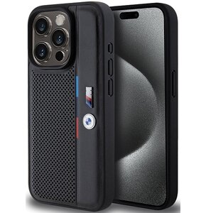 Etui BMW Perforated Tricolor Line do Apple iPhone 15 Pro Max Czarny