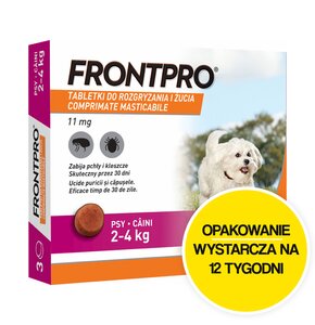Tabletka przeciw pchłom i kleszczom FRONTPRO S (2 - 4 kg) Ochrona przez 12 tygodni