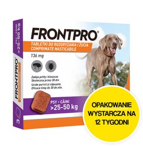 Tabletka przeciw pchłom i kleszczom FRONTPRO XL (25 - 50 kg) Ochrona przez 12 tygodni