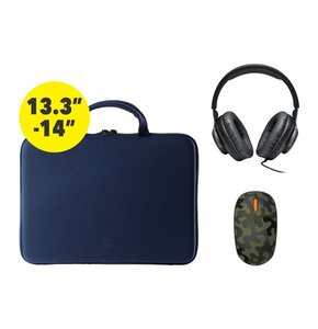 Torba na laptopa 13.3 - 14 cali TUCANO + Mysz MICROSOFT Forest Camo + Słuchawki JBL Quantum 100