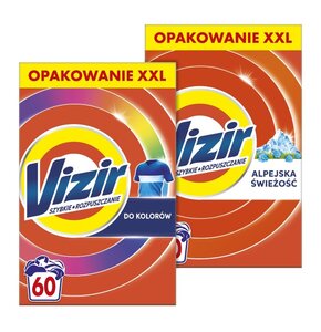 Proszek do prania VIZIR Szybkie rozpuszczanie Alpejska świeżość, Color 2 x 3.3 kg