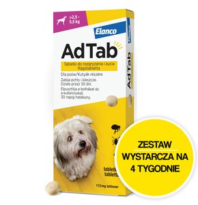 Tabletka przeciw pchłom i kleszczom ADTAB (2.5 - 5.5 kg) Ochrona przez 4 tygodnie