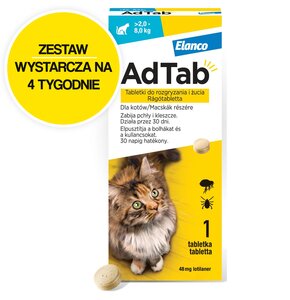 Tabletka przeciw pchłom i kleszczom ELANCO Adtab (2 - 8 kg) Ochrona przez 4 tygodnie