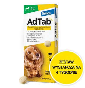 Tabletka przeciw pchłom i kleszczom ELANCO Adtab (11 - 22 kg) Ochrona przez 4 tygodnie