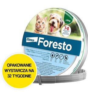 Obroża FORESTO przeciw kleszczom i pchłom dla psów i kotów do 8 kg (38 cm) Ochrona przez 32 tygodnie