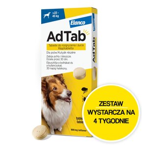 Tabletka przeciw pchłom i kleszczom ELANCO Adtab (22 - 45 kg) Ochrona przez 4 tygodnie