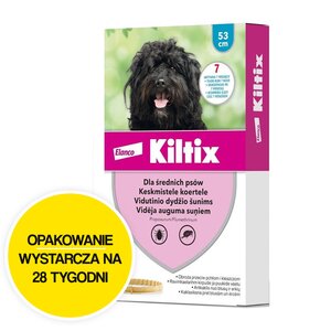 Obroża KILTIX przeciw kleszczom i pchłom dla średnich psów (53 cm) Ochrona przez 28 tygodni