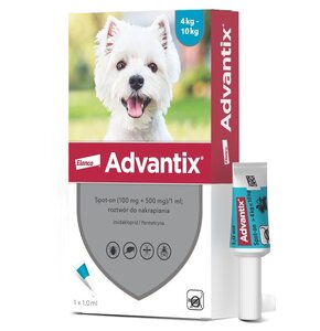 Krople na pchły i kleszcze BAYER Advantix Spot-on Małe psy (4-10 kg) 1 ml