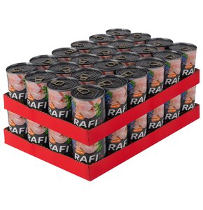 Karma dla psa RAFI z przepiórką, borówką i żurawiną 48 x 400 g