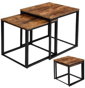 Zestaw stolików kawowych GOCKOWIAK Loft Praven Rustic Kwadratowy Postarzany Dąb