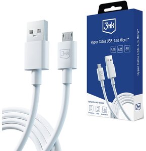 Kabel USB -  Micro USB 3MK Hyper Cable 1.2 m Biały