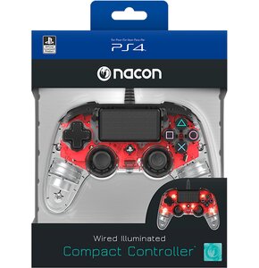 Kontroler NACON Compact Czerwony Przezroczysty (PS4/PC)