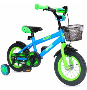 Rower dziecięcy ENERO Tornado 12 cali dla chłopca Zielono-niebieski