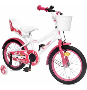 Rower dziecięcy ENERO Queen 16 cali dla dziewczynki Biało-różowy