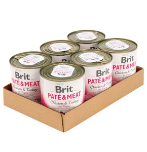 Karma dla psa BRIT Pate & Meat Puppy Kurczak z indykiem 6 x 800 g