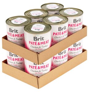Karma dla psa BRIT Pate & Meat Puppy Kurczak z indykiem 12 x 800 g