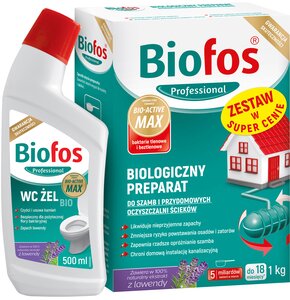 Preparat do szamb i przydomowych oczyszczalni BIOFOS 1 kg + Żel do WC 500 ml