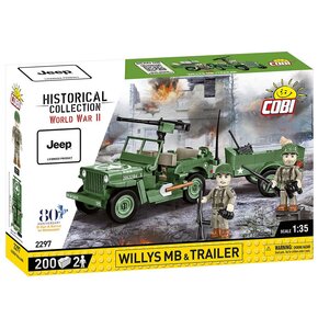Klocki plastikowe COBI Historical Collection World War II Willys MB + Trailer COBI-2297