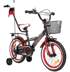 Rower dziecięcy GERMINA BMX 16 cali dla chłopca Czarno-czerwony