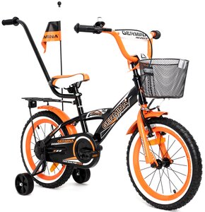 Rower dziecięcy GERMINA BMX 16 cali dla chłopca Czarno-pomarańczowy