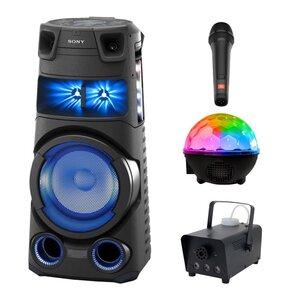 Zestaw do karaoke (Power audio SONY MHC-V73D + Mikrofon JBL PBM100 + Kula świetlna MUSICMATE AB69S + Wytwornica dymu MUSICMATE DM-1)