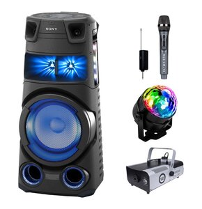 Zestaw do karaoke (Power audio SONY MHC-V73D + Mikrofon MUSICMATE S-105 + Kula świetlna MUSICMATE MB5 + Wytwornica dymu LIGHT4ME FM 1200)