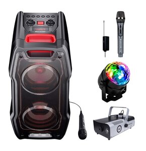 Zestaw do karaoke (Power audio SHARP PS-929 + Mikrofon MUSICMATE S-105 + Kula świetlna MUSICMATE MB5 + Wytwornica dymu LIGHT4ME FM 1200)