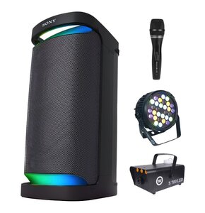 Zestaw do karaoke (Power audio SONY SRS-XP700 + Mikrofon MUSICMATE B-13 + Reflektor LIGHT4ME Black Par 30x3W RGBA-UV LED + Wytwornica dymu LIGHT4ME S 700W LED)