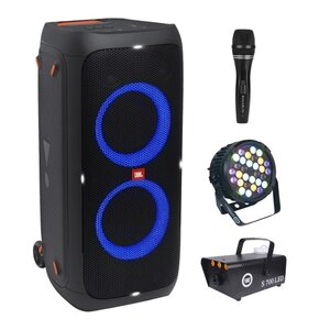 Zestaw do karaoke (Power audio JBL PartyBox 310 + Mikrofon MUSICMATE B-13 + Reflektor LIGHT4ME Black Par 30x3W RGBA-UV LED + Wytwornica dymu LIGHT4ME S 700W LED)