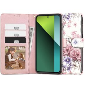 Etui TECH-PROTECT Wallet do Xiaomi Redmi Note 13 Pro 5G/Poco X6 5G Kwiaty