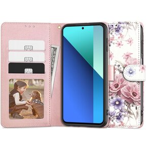 Etui TECH-PROTECT Wallet do Xiaomi Redmi Note 13 4G/LTE Kwiaty