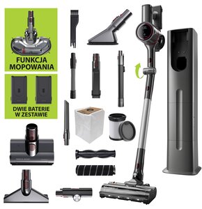 Odkurzacz GÖTZE&JENSEN VV950S ze stacją czyszcząco-ładującą, z funkcją mycia i polerowania, 2 wymienne baterie w zestawie