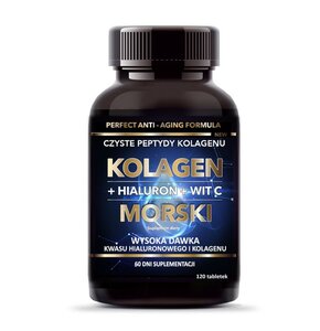 Kolagen INTENSON Morski + Hialuron + Witamina C (120 tabletek)