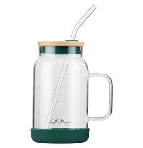 Słoik ze słomką VIALLI DESIGN Fuori 600 ml Zielony