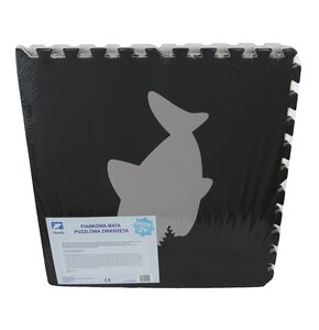Mata piankowa HUMBI Puzzle 180 x 180 x 1 cm Zwierzęta Zwierzątka (9 elementów) Szaro-czarny