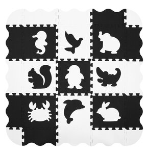 Mata piankowa HUMBI Puzzle 120 x 120 x 1 cm 3436 (9 elementów) Czarno-biały
