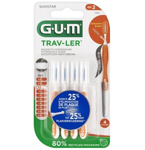 Szczoteczki międzyzębowe SUNSTAR GUM Trav-Ler 0.9 mm Pomarańczowy (4 szt.)