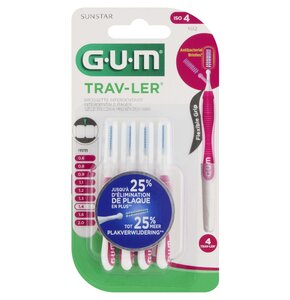 Szczoteczki międzyzębowe SUNSTAR GUM Trav-Ler 1,4 mm Różowy (4 szt.)