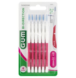 Szczoteczka międzyzębowa SUNSTAR GUM Bi-Direction 1.2 mm Różowy (6 sztuk)