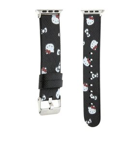 Pasek HELLO KITTY Strap Heads & Bows do Apple Watch 4/5/6/7/8/9/SE/SE 2/SE 2022 (38/40/41mm) Czarny