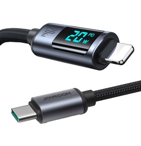 Kabel USB-C - Lightning JOYROOM z wyświetlaczem LCD 20W 1.2 m Czarny