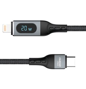 Kabel USB-C - Lightning DUDAO z wyświetlaczem LCD 20W 1 m Czarny
